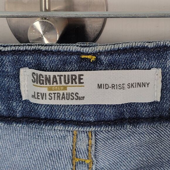 Levi's Gold Womens Size 8 Blue Solid Mid Rise Skinny Jeans - Picture 6 of 11